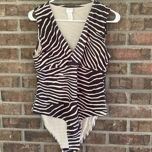 Zebra striped bodysuit by h&m size lg